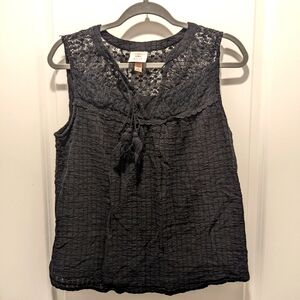Knox Rose Black Lace Sleeveless Blouse Size M